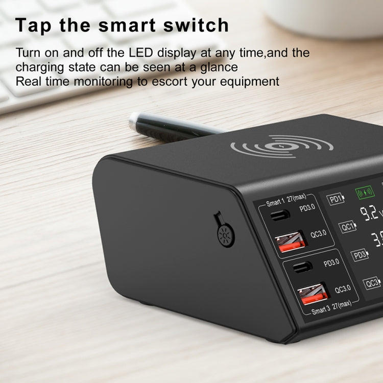 Wireless Charger – 838w 9 in 1 100W 4 PD 3.0 USB-C / Type-C + 4 QC 3.0 USB Ports Smart...