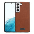 Shockproof TPU + Handmade Leather Phone Case – Shockproof, Leather, TPU, For Samsung Galaxy S22 5G, For Samsung Galaxy S22 Ultra 5G, For Samsung Galaxy S22+ 5G For Samsung Galaxy S22 5G Brown