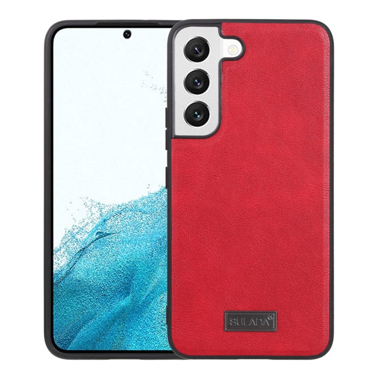 Shockproof TPU + Handmade Leather Phone Case – Shockproof, Leather, TPU, For Samsung Galaxy S22 5G, For Samsung Galaxy S22 Ultra 5G, For Samsung Galaxy S22+ 5G For Samsung Galaxy S22 5G Red