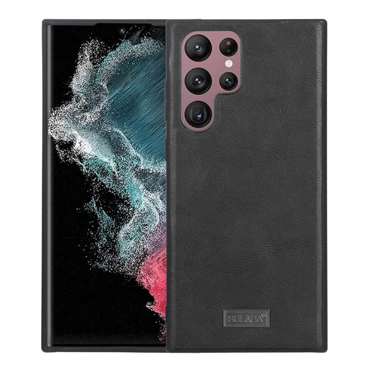 Shockproof TPU + Handmade Leather Phone Case – Shockproof, Leather, TPU, For Samsung Galaxy S22 5G, For Samsung Galaxy S22 Ultra 5G, For Samsung Galaxy S22+ 5G For Samsung Galaxy S22 Ultra 5G Black