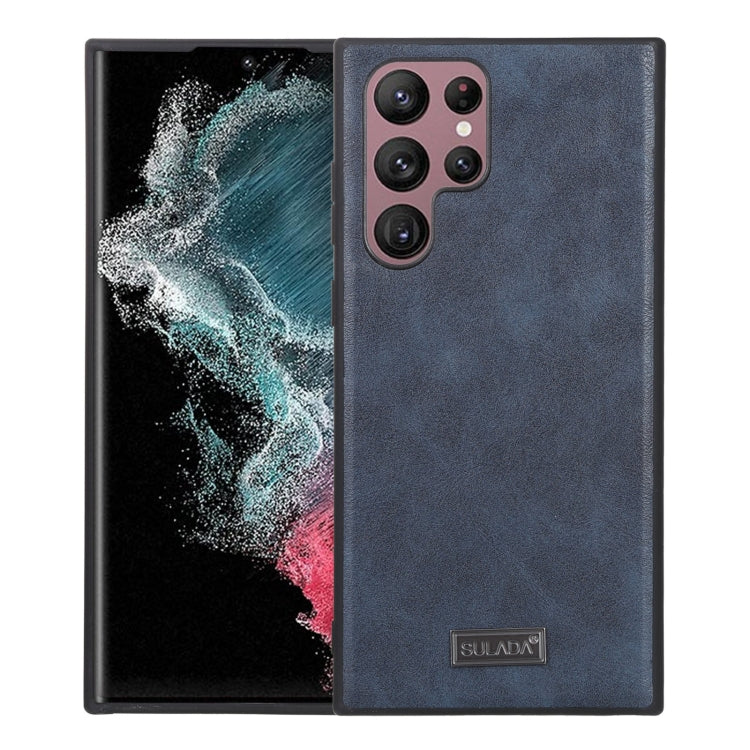 Shockproof TPU + Handmade Leather Phone Case – Shockproof, Leather, TPU, For Samsung Galaxy S22 5G, For Samsung Galaxy S22 Ultra 5G, For Samsung Galaxy S22+ 5G For Samsung Galaxy S22 Ultra 5G Blue