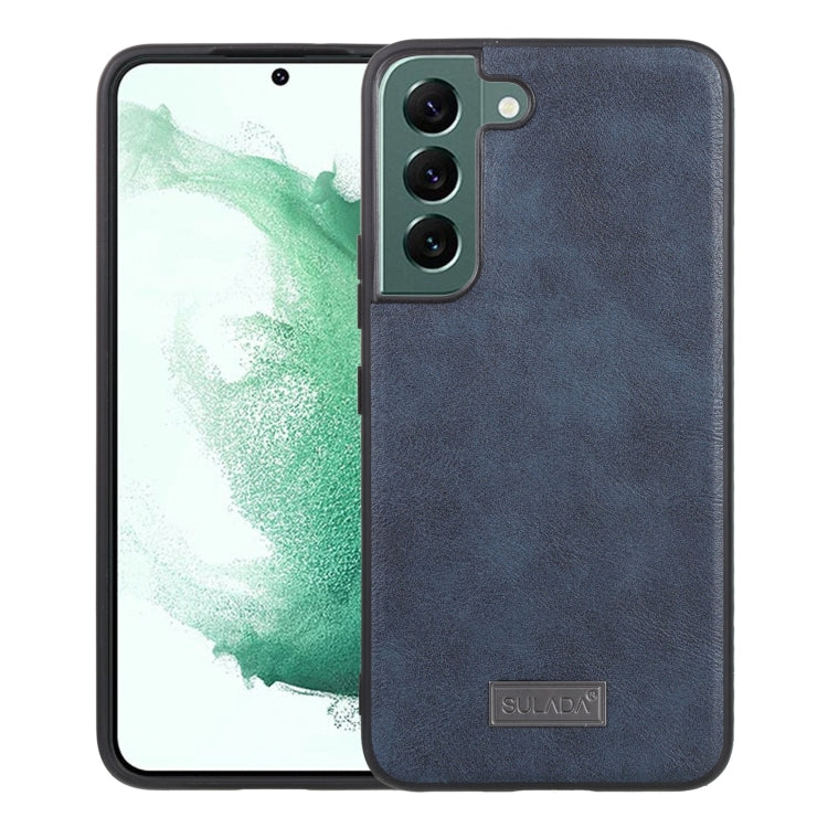 Shockproof TPU + Handmade Leather Phone Case – Shockproof, Leather, TPU, For Samsung Galaxy S22 5G, For Samsung Galaxy S22 Ultra 5G, For Samsung Galaxy S22+ 5G For Samsung Galaxy S22+ 5G Blue