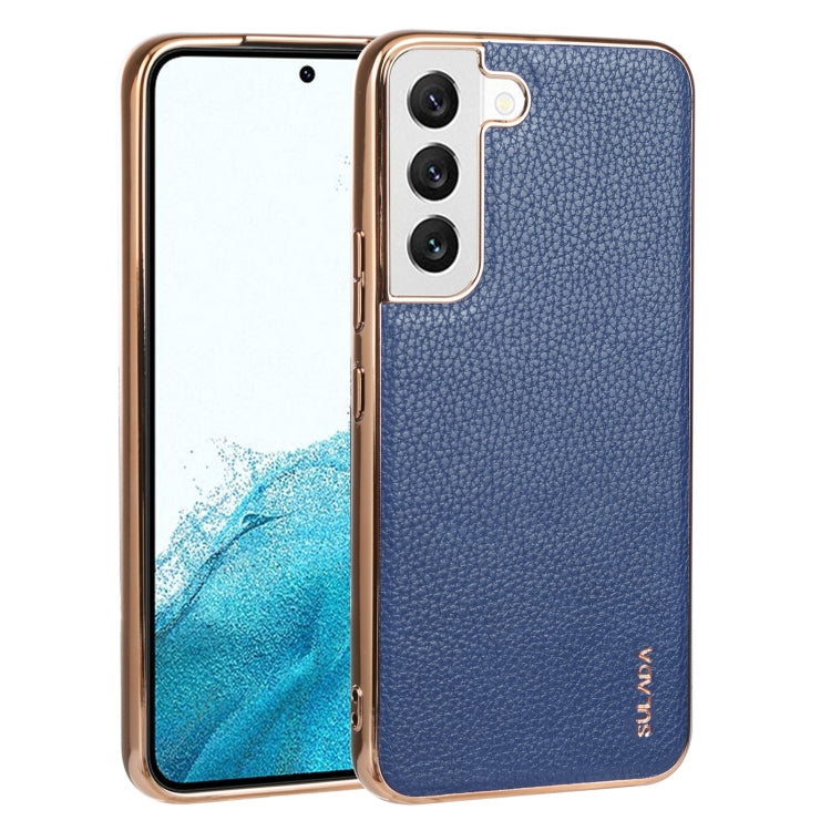SULADA Shockproof TPU + Handmade Leather Phone Case, For Samsung Galaxy S22 5G, For Samsung Galaxy S22 Ultra 5G, For Samsung Galaxy S22+ 5G For Samsung Galaxy S22 5G Blue