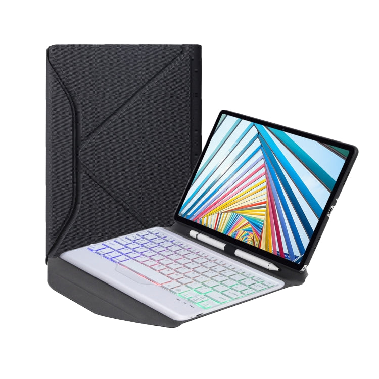 B0N5S Backlight Diamond Texture Bluetooth Keyboard Leather Case with Triangle Back Support, B0N5S, BM20S – Leather, Bluetooth BM20S Black + White