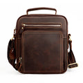 6050 Crazy Horse Texture Cowhide Crossbody Bag for Men Coffee