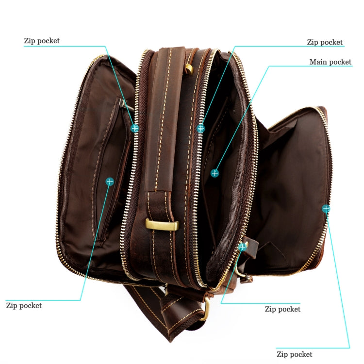 6050 Crazy Horse Texture Cowhide Crossbody Bag for Men