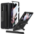 GKK Ultra-thin Shockproof Leather Protective Case with Holder & Pen Slots, For Samsung Galaxy Z Fold3 5G For Samsung Galaxy Z Fold3 5G Black