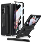 GKK Ultra-thin Shockproof Leather Protective Case with Holder & Pen Slots, For Samsung Galaxy Z Fold3 5G For Samsung Galaxy Z Fold3 5G Black