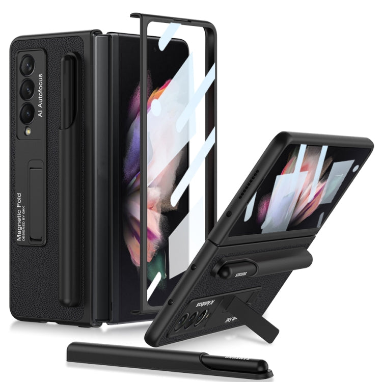 GKK Ultra-thin Shockproof Leather Protective Case with Holder & Pen Slots, For Samsung Galaxy Z Fold3 5G For Samsung Galaxy Z Fold3 5G Black