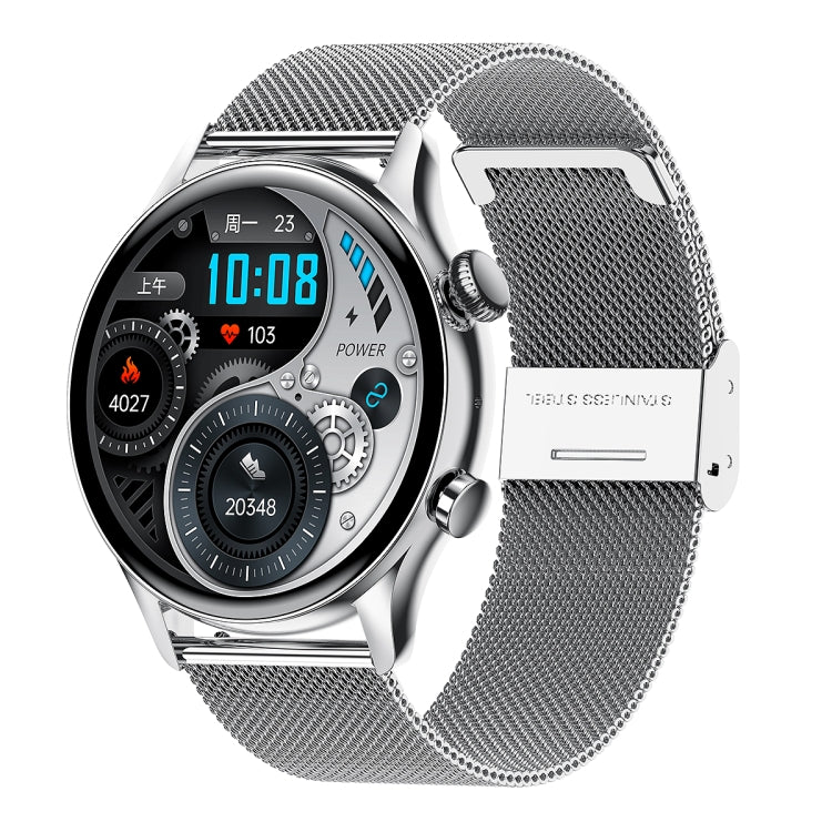 HK8Pro Smart Watch – 1.36" Screen, NFC, AMOLED Screen (Black) #2 Steel Strap(Silver) Silver