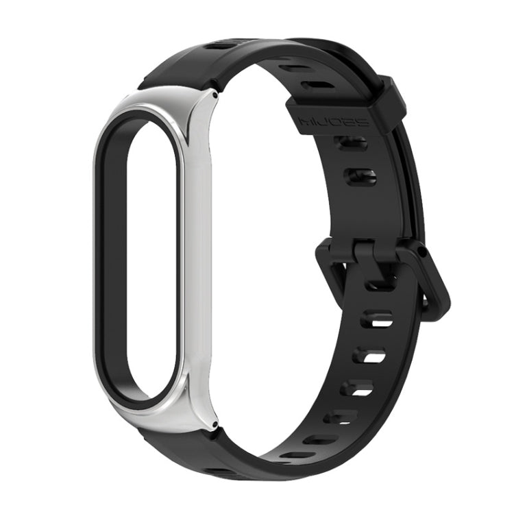 For Xiaomi Mi Band 6 / 5 Flat Hole Silicone Watch Band, CS Case, Plus Case, GT Case – Durable Build, Easy to Use CS Case Black+Silver