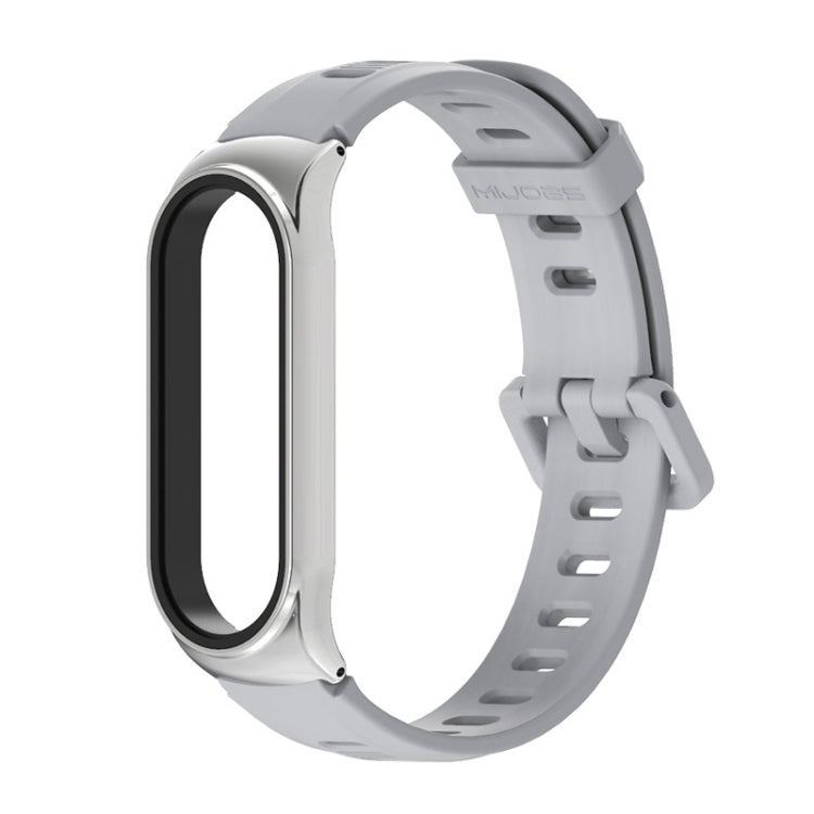 For Xiaomi Mi Band 6 / 5 Flat Hole Silicone Watch Band, CS Case, Plus Case, GT Case – Durable Build, Easy to Use CS Case Grey+Silver