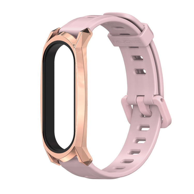 For Xiaomi Mi Band 6 / 5 Flat Hole Silicone Watch Band, CS Case, Plus Case, GT Case – Durable Build, Easy to Use GT Case Pink+Rose Gold