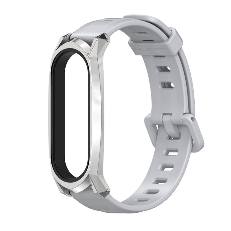 For Xiaomi Mi Band 6 / 5 Flat Hole Silicone Watch Band, CS Case, Plus Case, GT Case – Durable Build, Easy to Use GT Case Grey+Silver