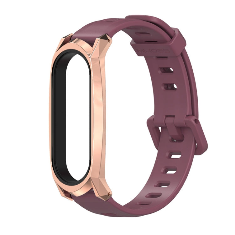 For Xiaomi Mi Band 6 / 5 Flat Hole Silicone Watch Band, CS Case, Plus Case, GT Case – Durable Build, Easy to Use GT Case Wine Red+Rose Gold