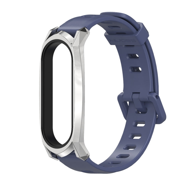 For Xiaomi Mi Band 6 / 5 Flat Hole Silicone Watch Band, CS Case, Plus Case, GT Case – Durable Build, Easy to Use GT Case Midnight Blue+Silver