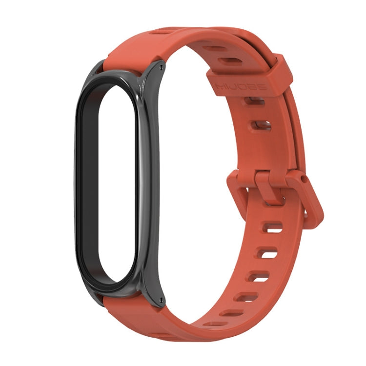 For Xiaomi Mi Band 6 / 5 Flat Hole Silicone Watch Band, CS Case, Plus Case, GT Case – Durable Build, Easy to Use Plus Case Orange+Black