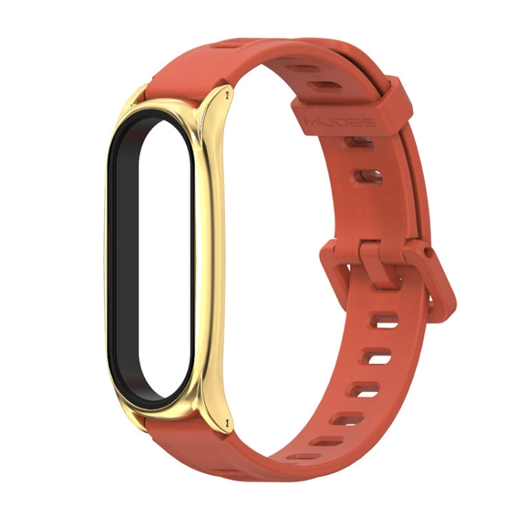 For Xiaomi Mi Band 6 / 5 Flat Hole Silicone Watch Band, CS Case, Plus Case, GT Case – Durable Build, Easy to Use Plus Case Orange+Gold