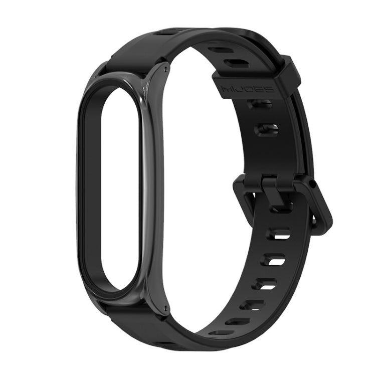 For Xiaomi Mi Band 6 / 5 Flat Hole Silicone Watch Band, CS Case, Plus Case, GT Case – Durable Build, Easy to Use Plus Case Black+Black
