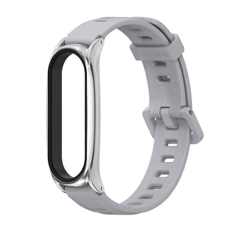 For Xiaomi Mi Band 6 / 5 Flat Hole Silicone Watch Band, CS Case, Plus Case, GT Case – Durable Build, Easy to Use Plus Case Grey+Silver