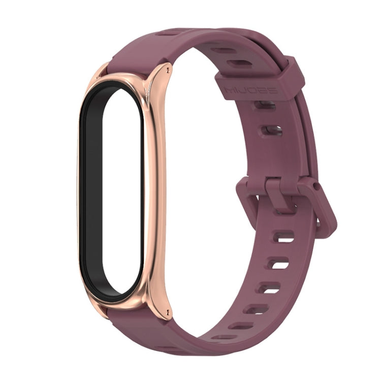 For Xiaomi Mi Band 6 / 5 Flat Hole Silicone Watch Band, CS Case, Plus Case, GT Case – Durable Build, Easy to Use Plus Case Wine Red+Rose Gold