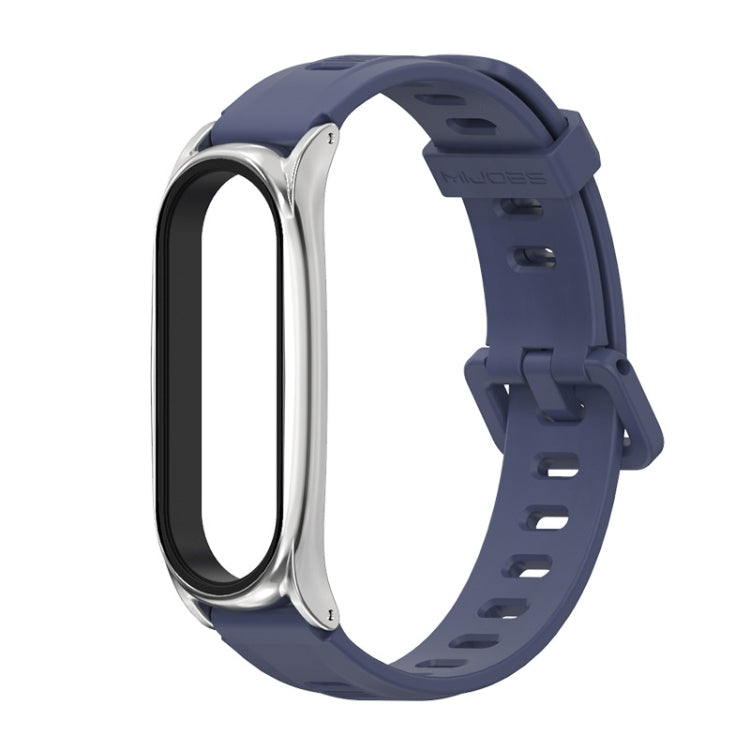 For Xiaomi Mi Band 6 / 5 Flat Hole Silicone Watch Band, CS Case, Plus Case, GT Case – Durable Build, Easy to Use Plus Case Midnight Blue+Silver
