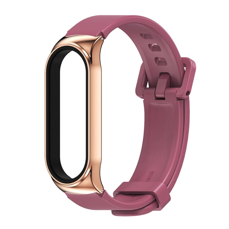 Mijobs CS Silicone Waterproof Watch Band, For Xiaomi Mi Band 6 / 5 For Xiaomi Mi Band 6 5 Wine Red+Rose Gold