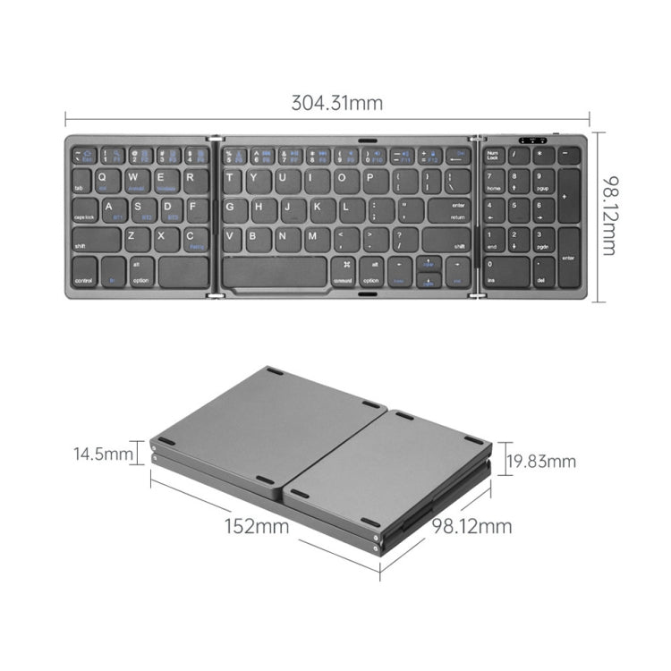 B089 Bluetooth Foldable Keyboard with Numeric, B089(Silver), B089 (Black) – Bluetooth