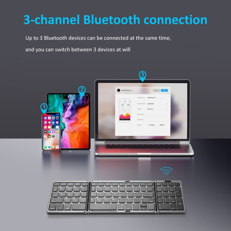 B089 Bluetooth Foldable Keyboard with Numeric, B089(Silver), B089 (Black) – Bluetooth