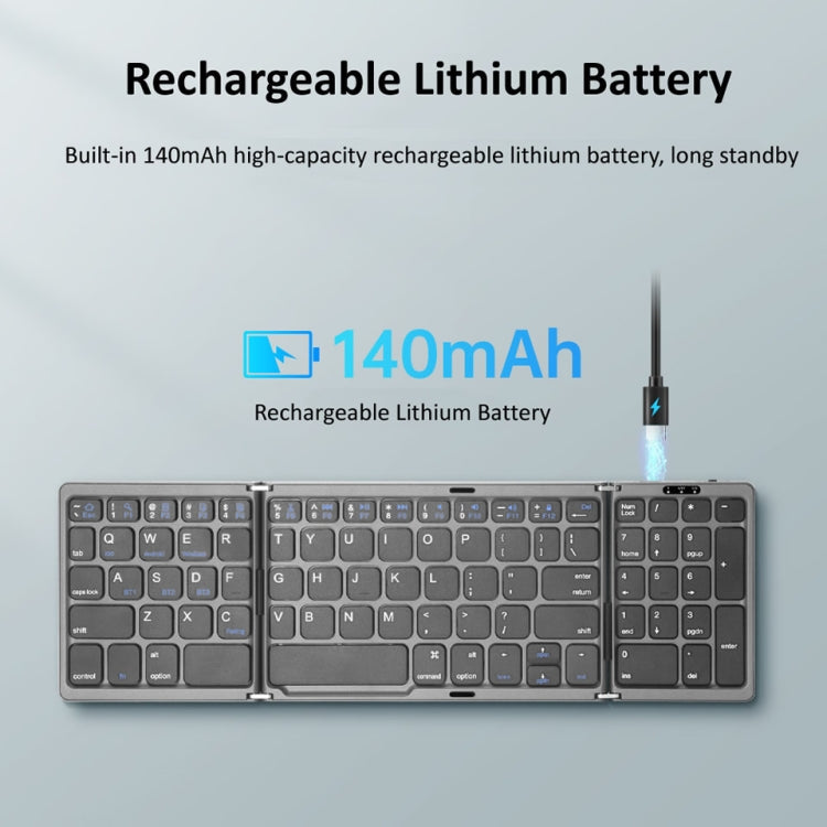 B089 Bluetooth Foldable Keyboard with Numeric, B089(Silver), B089 (Black) – Bluetooth