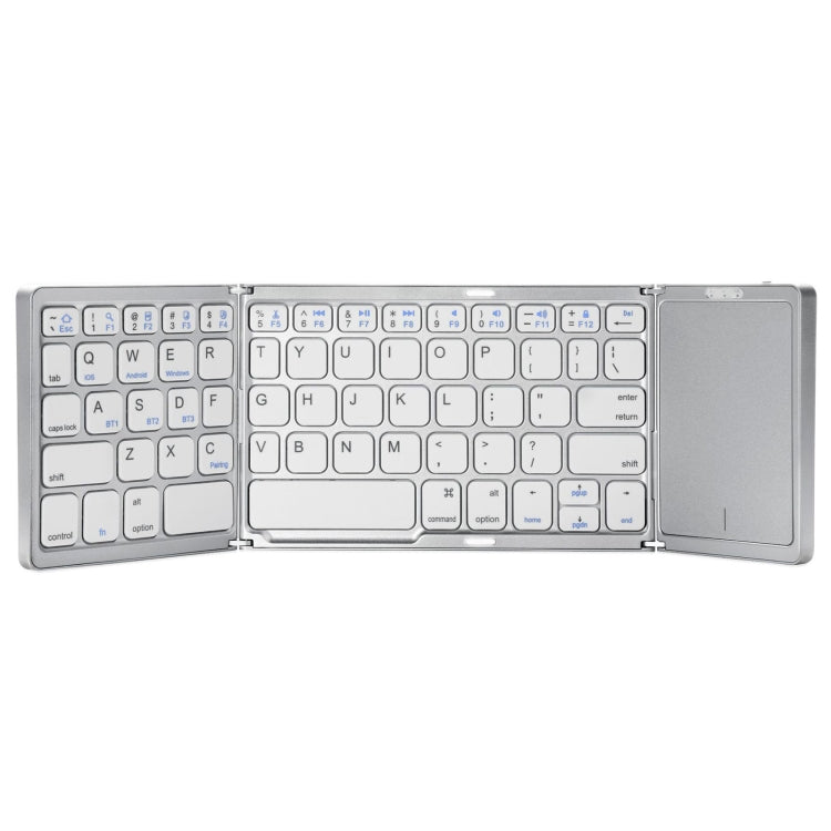 B089T Foldable Bluetooth Keyboard Rechargeable with Touchpad, B089T(Grey), B089T (Silver), B089T (Black) – Bluetooth B089T (Silver) Silver