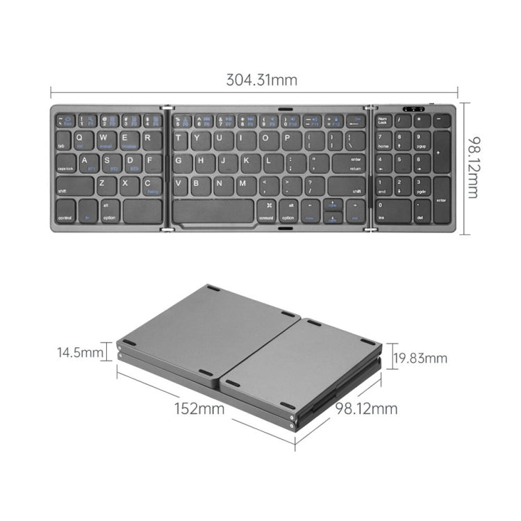 B089T Foldable Bluetooth Keyboard Rechargeable with Touchpad, B089T(Grey), B089T (Silver), B089T (Black) – Bluetooth