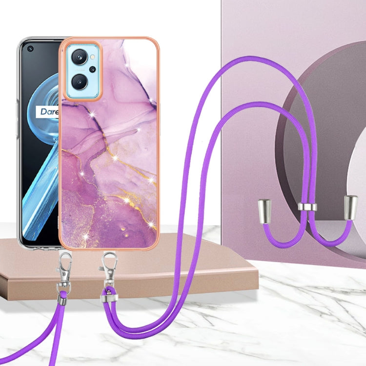 Electroplating Marble Pattern TPU Phone Case with Lanyard, For OPPO Realme 9i / A36 / A96 4G