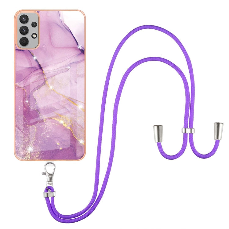 Electroplating Marble Pattern TPU Phone Case with Lanyard, For Samsung Galaxy A23 5G / 4G, For Samsung Galaxy A13 4G, For OPPO Realme 9 Pro+ 5G, For OPPO Realme 9 Pro 5G For Samsung Galaxy A23 5G 4G Purple 001