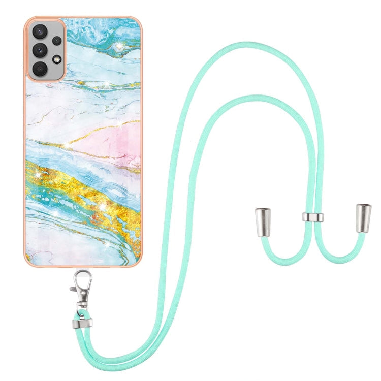 Electroplating Marble Pattern TPU Phone Case with Lanyard – Lanyard, TPU, Electroplating, For Samsung Galaxy A23 5G / 4G, For Samsung Galaxy A13 4G, For OPPO Realme 9 Pro+ 5G, For OPPO Realme 9 Pro 5G For Samsung Galaxy A23 5G 4G Green 004