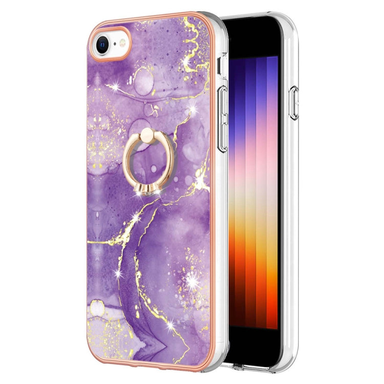 Electroplating Marble Pattern TPU Phone Case with Ring, For iPhone SE 2022 / SE 2020 / 8 / 7, For Motorola Moto G Stylus 2022, For Nokia G20 / G10, For Nokia G21 / G11 For iPhone SE 2022 SE 2020 8 7 Purple 002