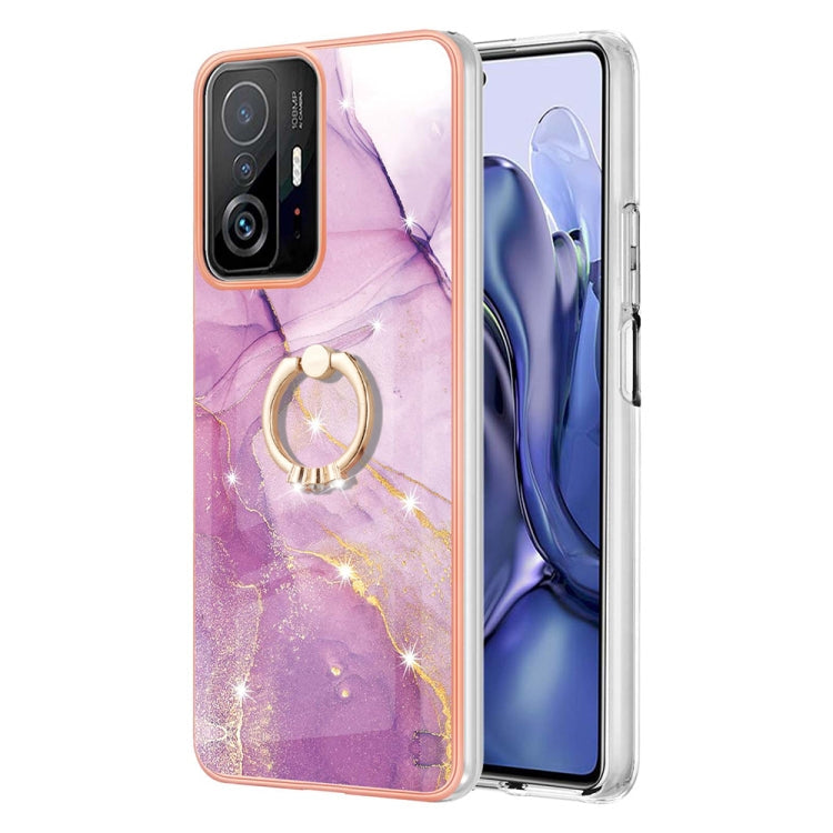 Electroplating Marble Pattern TPU Phone Case with Ring, For Xiaomi 11T / 11T Pro, For Xiaomi Redmi 10, For Samsung Galaxy A23 5G / 4G, For Samsung Galaxy A13 4G For Xiaomi 11T 11T Pro Purple 001