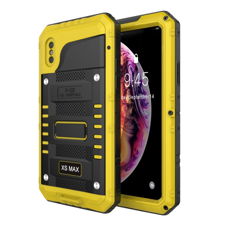 Metal + Silicone Phone Case with Screen Protector – Shockproof, Waterproof, Screen Protector, For iPhone 12, For iPhone 12 Pro, For iPhone 12 Pro Max, For iPhone SE 2022 / SE 2020 / 8 / 7, For iPhone 8 Plus / 7 Plus, For iPhone XS / X, For iPhone XS Max For iPhone XS Max Yellow