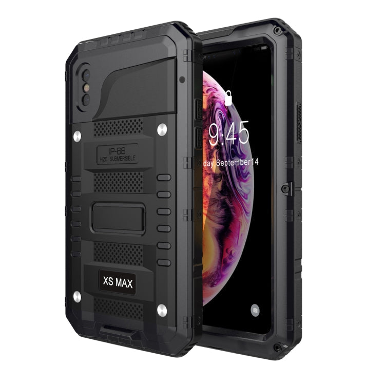 Metal + Silicone Phone Case with Screen Protector – Shockproof, Waterproof, Screen Protector, For iPhone 12, For iPhone 12 Pro, For iPhone 12 Pro Max, For iPhone SE 2022 / SE 2020 / 8 / 7, For iPhone 8 Plus / 7 Plus, For iPhone XS / X, For iPhone XS Max For iPhone XR Black