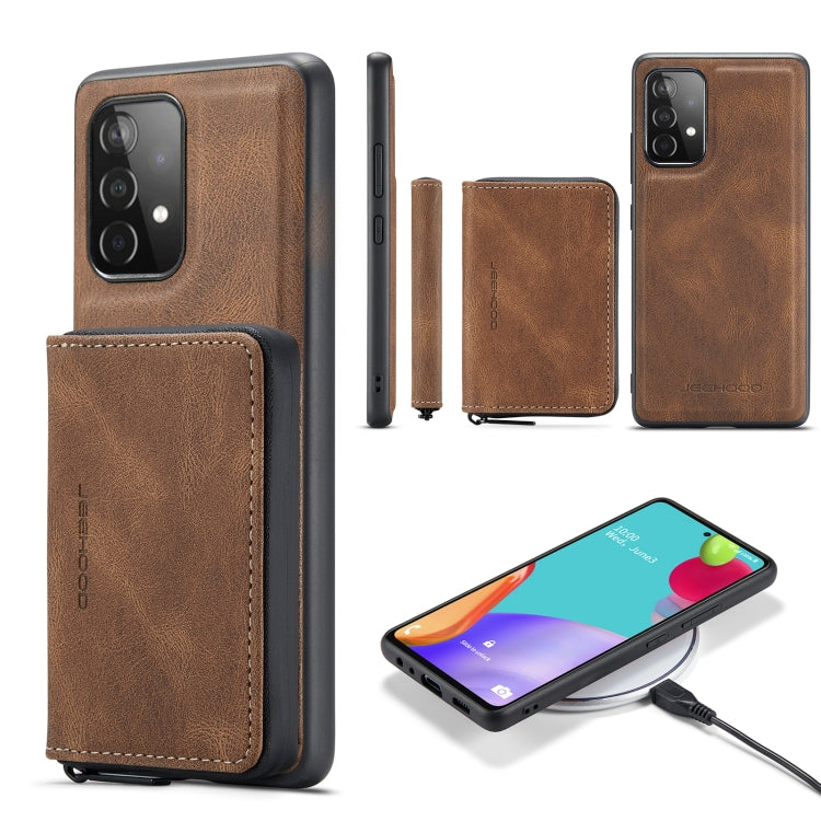 JEEHOOD Magnetic Zipper Horizontal Flip Phone Leather Case, For Samsung Galaxy A33 5G For Samsung Galaxy A33 5G Brown