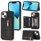 Zipper Card Holder Phone Case, For iPhone 13 mini, For iPhone 13, For iPhone 13 Pro, For iPhone 13 Pro Max For iPhone 13 mini Black