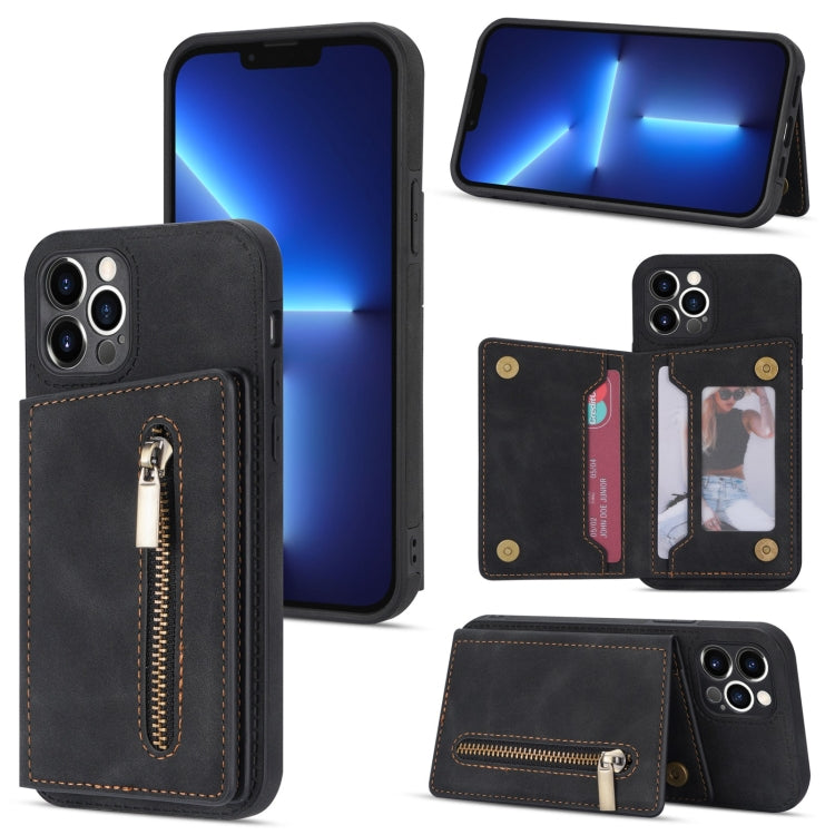 Zipper Card Holder Phone Case – Card Slot, For iPhone 12, For iPhone 12 Pro Max, For iPhone 11, For iPhone 11 Pro For iPhone 12 Pro Max Black
