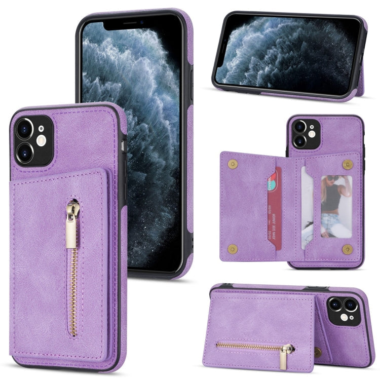 Zipper Card Holder Phone Case – Card Slot, For iPhone 12, For iPhone 12 Pro Max, For iPhone 11, For iPhone 11 Pro For iPhone 11 Purple