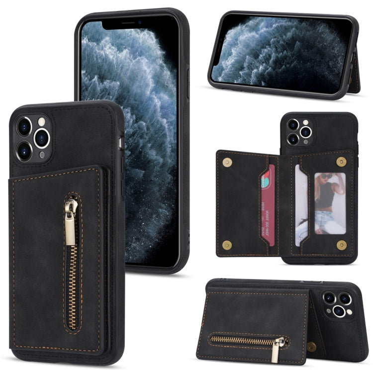 Zipper Card Holder Phone Case, For iPhone 11 Pro Max, For iPhone X / XS, For iPhone XR, For iPhone XS Max For iPhone 11 Pro Max Black
