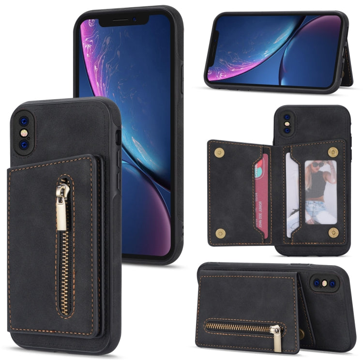 Zipper Card Holder Phone Case – Card Slot, For iPhone 11 Pro Max, For iPhone X / XS, For iPhone XR, For iPhone XS Max For iPhone X XS Black