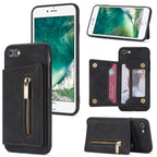 Zipper Card Holder Phone Case, For iPhone SE 2022 / 2020 / 8 / 7, For iPhone 8 Plus / 7 Plus, For iPhone 12 Pro, For iPhone 12 mini For iPhone SE 2022 2020 8 7 Black