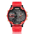 CAGARNY 6830 Quartz Dual Movement Rubberized Steel Band Watch For Men, CAGARNY 6830 Steel Band Watch (Red) CAGARNY 6830 Steel Band Watch (Red)