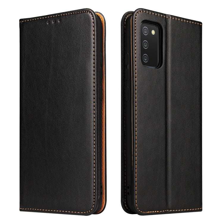 Fierre Shann PU Genuine Leather Texture Leather Phone Case, For Samsung Galaxy A02s, For Samsung Galaxy A13 5G, For Samsung Galaxy A33 5G, For Samsung Galaxy A53 5G, For Samsung Galaxy A73 5G, For Samsung Galaxy S21 FE 5G For Samsung Galaxy A02s Black
