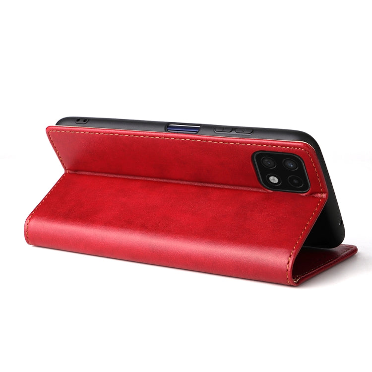Fierre Shann PU Genuine Leather Texture Leather Phone Case, For Samsung Galaxy A22 5G