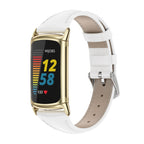 Watch Band – Leather (Fitbit Charge5) For Fitbit Charge5 White+Gold